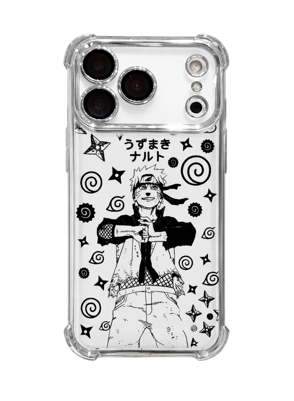 Phone case with black and white illustration of a character on a white background , Husa iphone Panthercase, husa iphone Panthershield