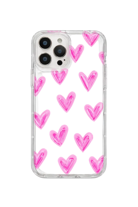 Husa transparenta iPhone Drawing Hearts