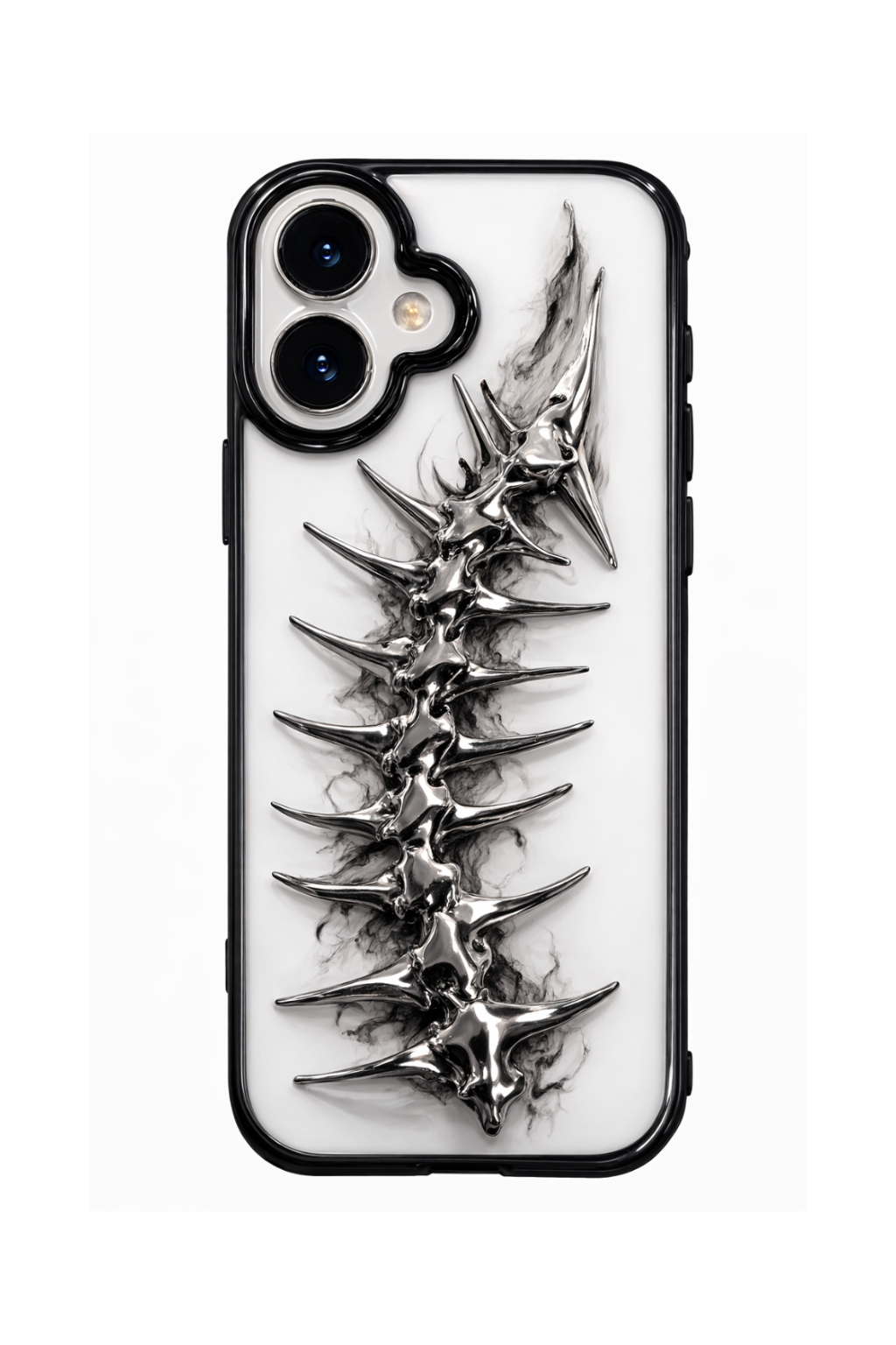Phone case with metallic spine design on a marble background , husa iphone panthercase, husa iphone, husa spine iphone panthercase