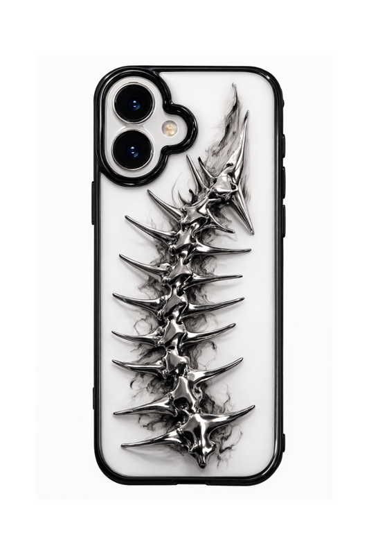 Phone case with metallic spine design on a marble background , husa iphone panthercase, husa iphone, husa spine iphone panthercase