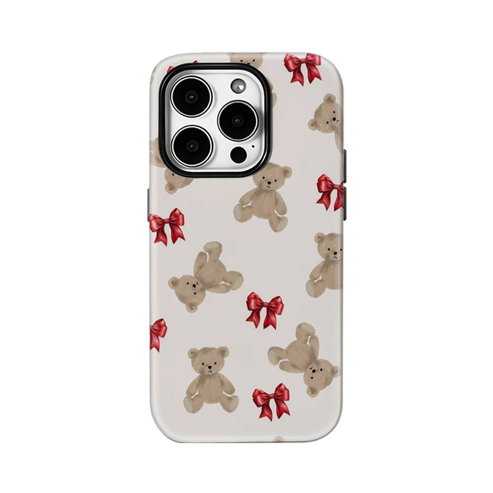 iPhone Teddy Bear & Red Bows Christmas Case