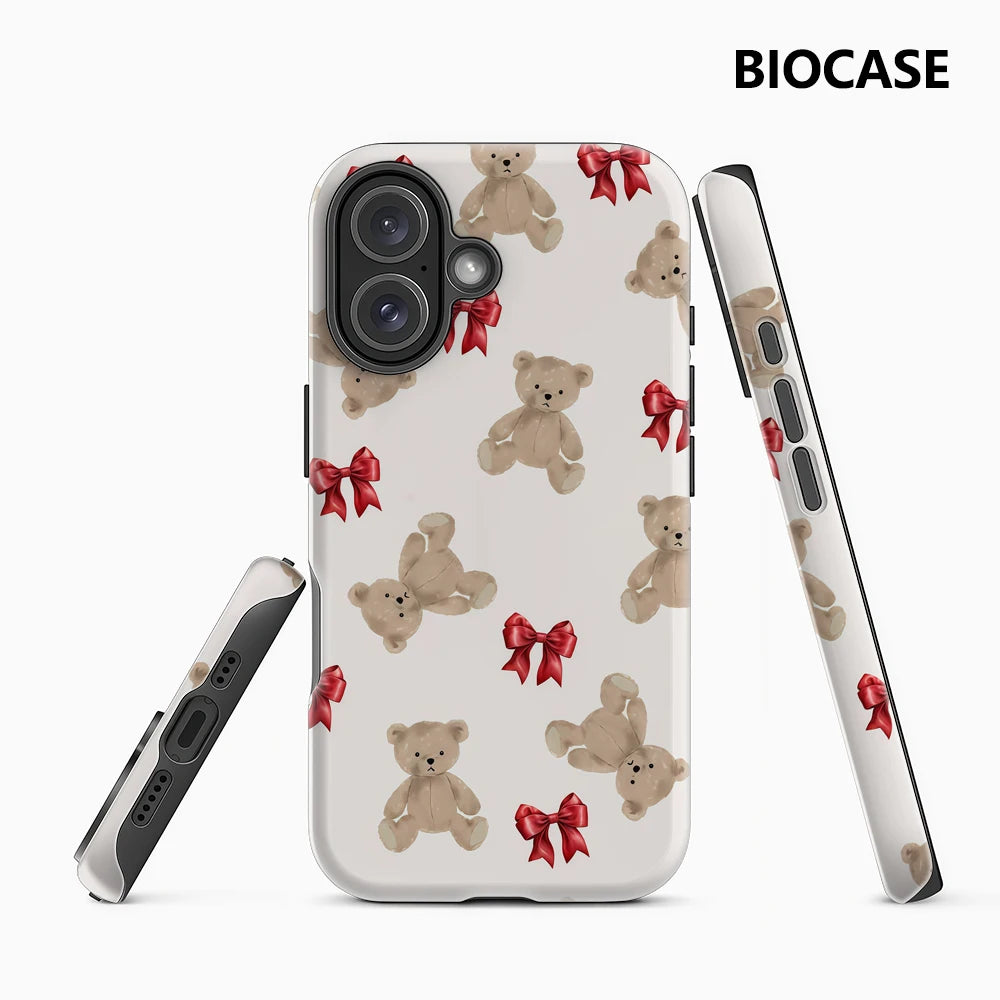 iPhone Teddy Bear & Red Bows Christmas Case