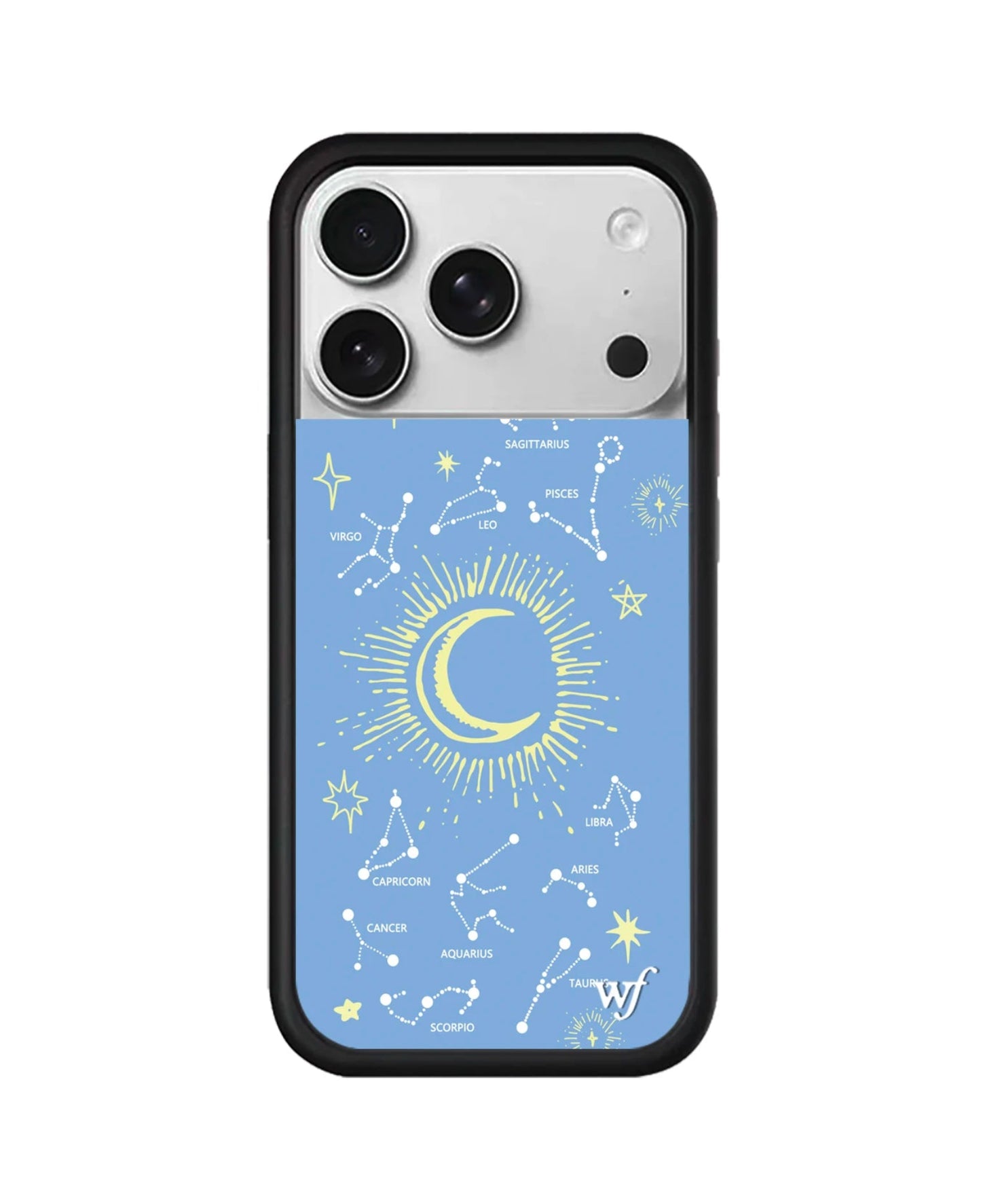 iPhone case with star and moon design on a blue background , zodiac panthercase